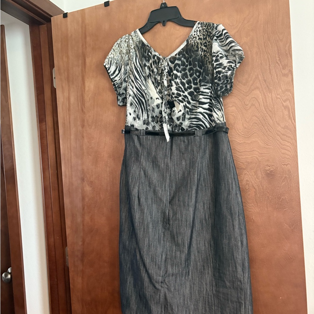 Dress Barn Black and Gray Animal Print Dress